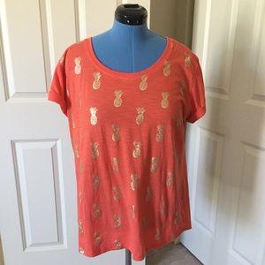 a.n.a orange pineapple tee- size XL